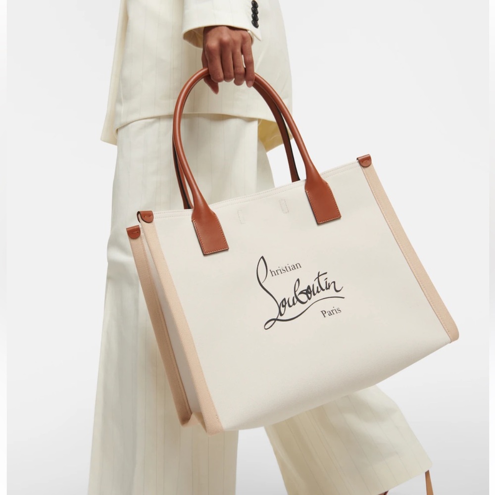 DALE ❤️‍🔥CHRISTIAN LOUBOUTIN  ❤️‍🔥NASTROLOUBIN NEW NATURAL CANVAS LARGE TOTE.